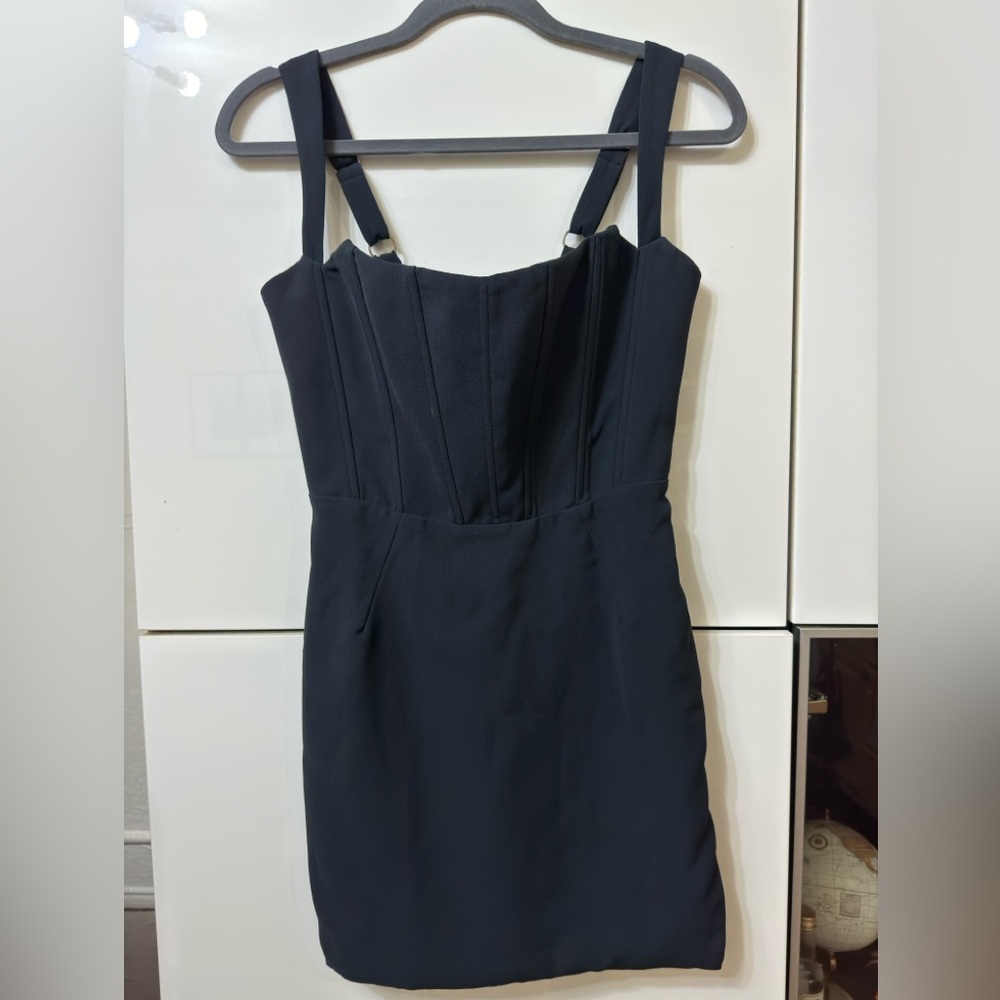 Oh Polly black/navy corset dress with slit on side